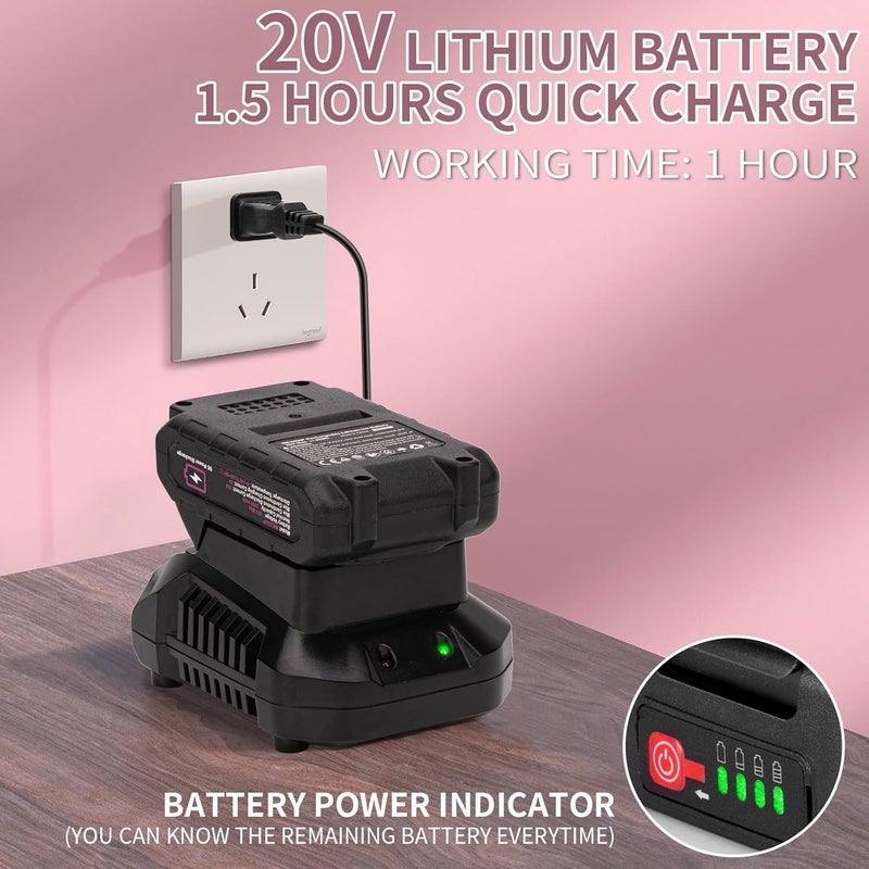 ThinkLearn Hot Glue Gun, 20V Pink Cordless Glue Gun with 30 PCS Full Size Glue Sticks, 2Ah Rechargeable Battery Glue Gun Kit for DIY, Arts & Craft, Decorations, Gift for Women - Image 5